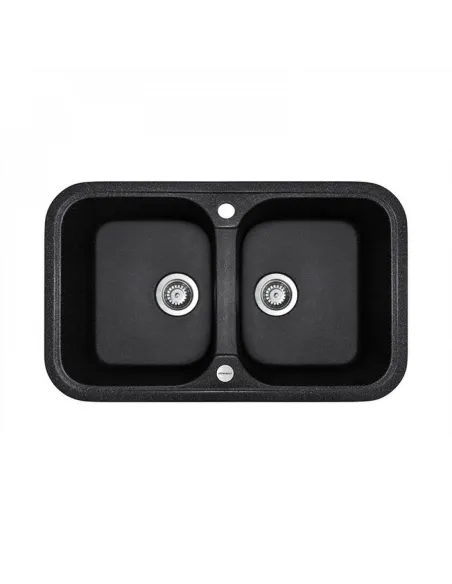 Мойка для кухни из гранита Adamant Twins черный металлик, 765х470х190 мм - 1