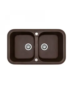Мойка для кухни из гранита Adamant Twins коричневая, 765х470х190 мм - 1