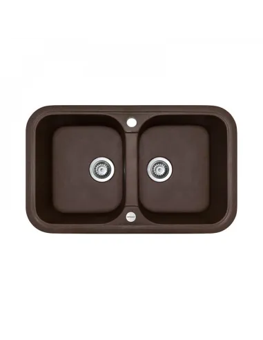 Мойка для кухни из гранита Adamant Twins коричневая, 765х470х190 мм - 1