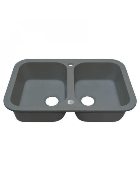 Мойка для кухни из гранита Adamant Twins серая, 765х470х190 мм - 2