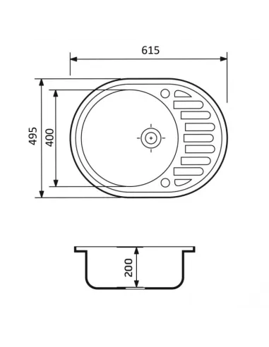 Мойка для кухни из гранита Adamant Ovum черный металлик, 615х495х200 мм - 2