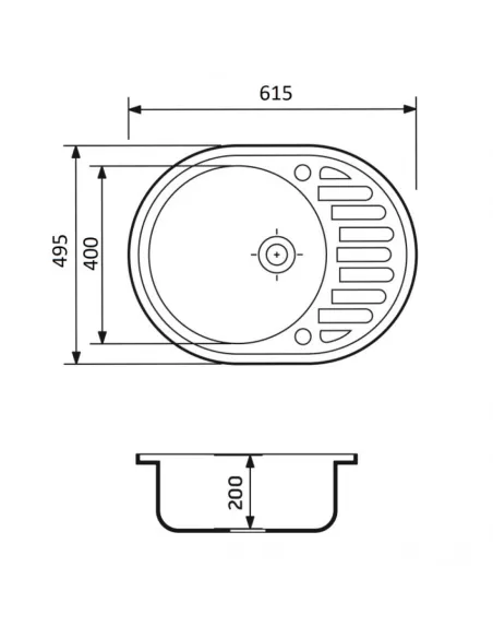 Мойка для кухни из гранита Adamant Ovum черный металлик, 615х495х200 мм - 2