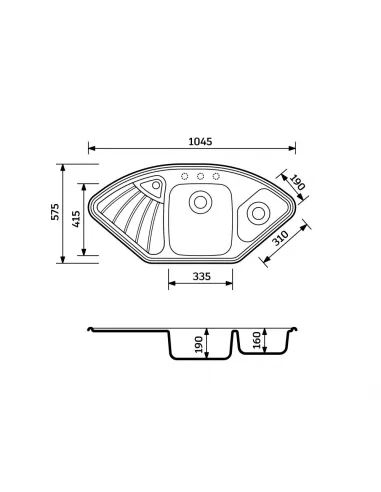Мойка для кухни из гранита Adamant Consensus антрацит, 1045х575х190 мм - 2