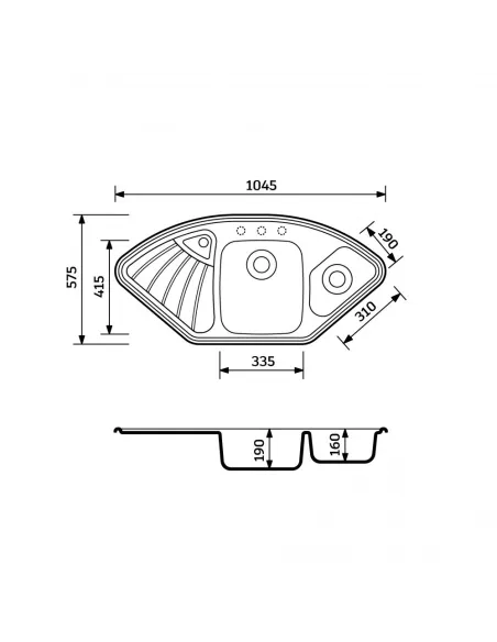 Мойка для кухни из гранита Adamant Consensus антрацит, 1045х575х190 мм - 2