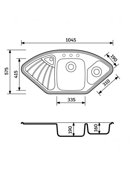 Мойка для кухни из гранита Adamant Consensus черный металлик, 1045х575х190 мм - 2