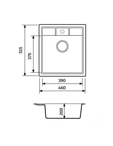 Мойка для кухни из гранита Adamant Brick черный металлик, 460х515х200 мм - 2