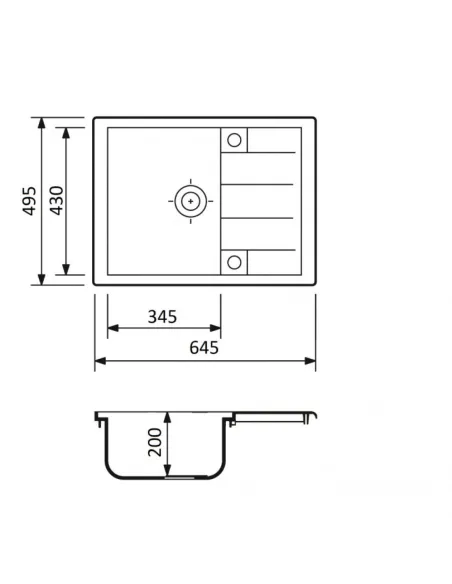 Мойка для кухни из гранита Adamant Anila черный металлик, 645х495х200 мм - 2