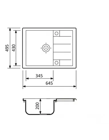 Мойка для кухни из гранита Adamant Anila антрацит, 645х495х200 мм - 2