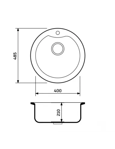 Мойка для кухни из гранита Adamant Wave Old Stone, 485х485х210 мм - 2