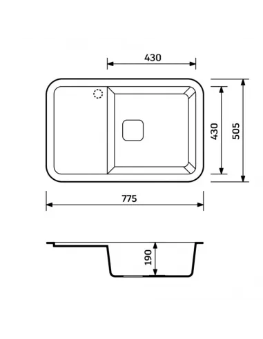 Мойка для кухни из гранита Adamant Existence светло-серая, 775х505х190 мм - 2