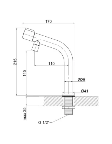Кран на одну воду для кухни Lidz NKS 01 04 003 00, на гайке - 2