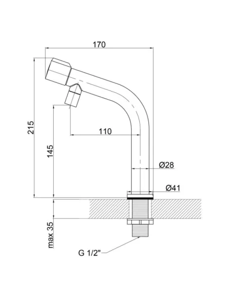 Кран на одну воду для кухни Lidz NKS 01 04 003 00, на гайке - 2