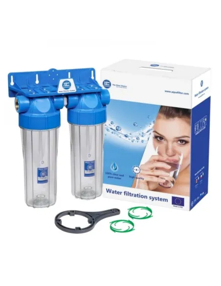 Фільтр для очищення води Aquafilter FHPRCL34-B-TWIN, магістральний, 3/4 дюйми - 1