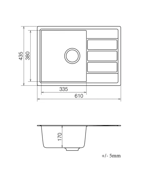 Мойка для кухни из гранита Vankor Easy EMP 02.62 Chocolate, 610х435х170 мм - 5