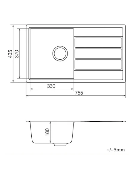 Мийка для кухні з граніту Vankor Easy EMP 02.76 White stone, 755х435х180 мм - 5
