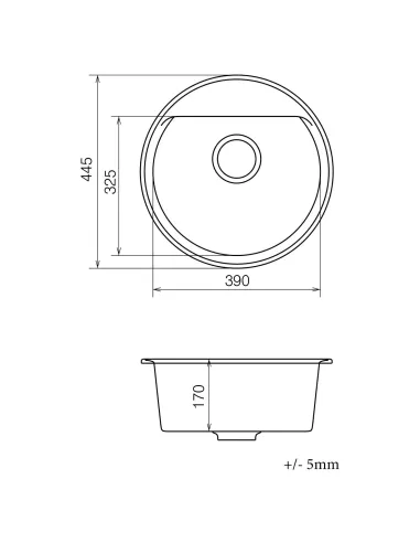 Мийка для кухні з граніту Vankor Easy EMR 01.45 Terra, 445х445х170 мм - 5