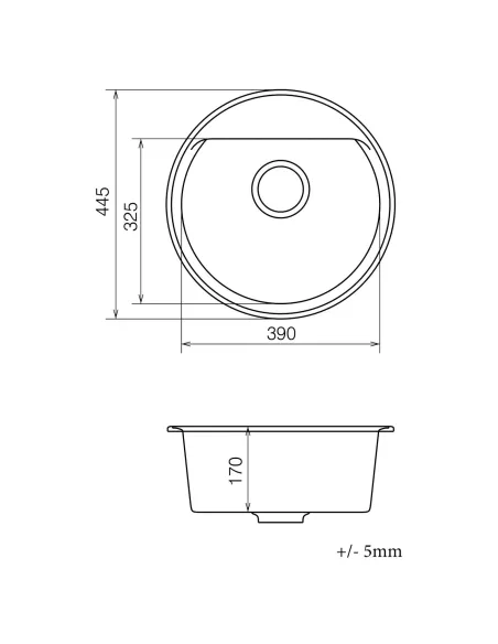 Мийка для кухні з граніту Vankor Easy EMR 01.45 Terra, 445х445х170 мм - 5