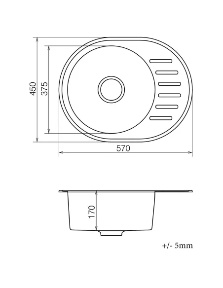 Мойка для кухни из гранита Vankor Lira LMO 02.57 Black, 450х570х170 мм - 5