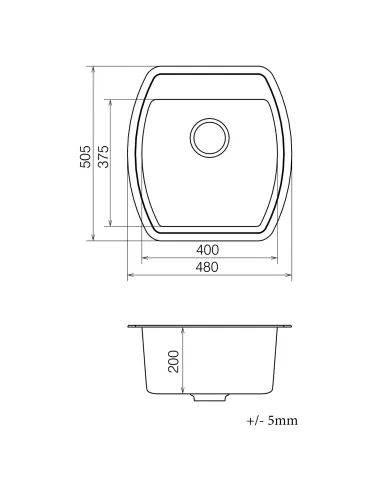Мойка для кухни из гранита Vankor Norton NMP 01.48 Terra, 505х480х200 мм - 5