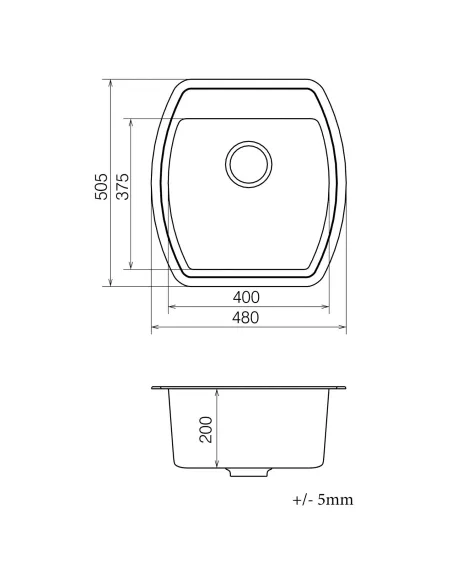 Мойка для кухни из гранита Vankor Norton NMP 01.48 Terra, 505х480х200 мм - 5