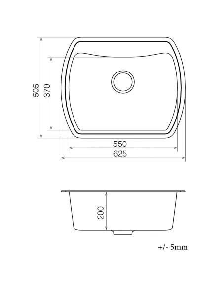 Мийка для кухні з граніту Vankor Norton NMP 01.63 Terra, 625х505х200 мм - 5