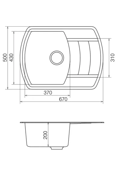 Мийка для кухні з граніту Vankor Norton NMP 02.67 Terra, 670х500х200 мм - 5