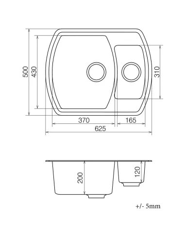 Мийка для кухні з граніту Vankor Norton NMP 03.63 Safari, 500х625х200 мм - 5