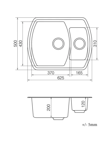 Мойка для кухни из гранита Vankor Norton NMP 03.63 Terra, 500х625х200 мм - 5