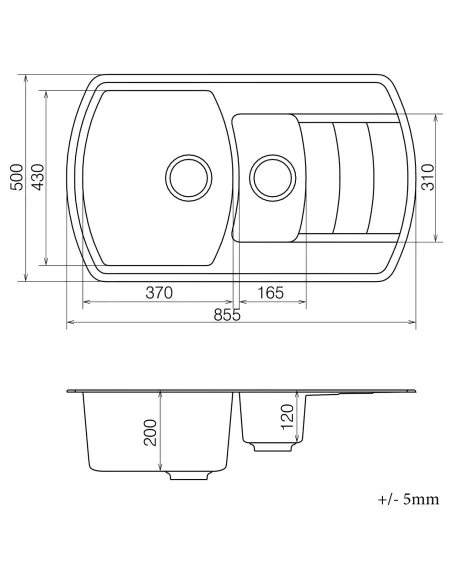Мийка для кухні з граніту Vankor Norton NMP 04.86 Chocolate, 500х855х200 мм - 5