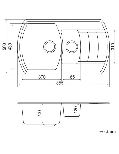 Мийка для кухні з граніту Vankor Norton NMP 04.86 Safari, 500х855х200 мм - 5
