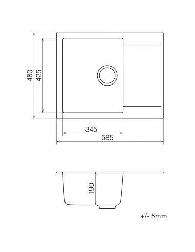 Мийка для кухні з граніту Vankor Orman OMP 02.61 Safari, 585х480х190 мм - 5