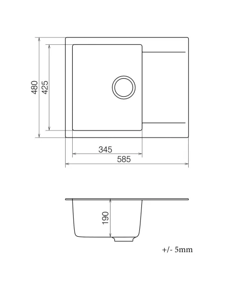 Мийка для кухні з граніту Vankor Orman OMP 02.61 Safari, 585х480х190 мм - 5