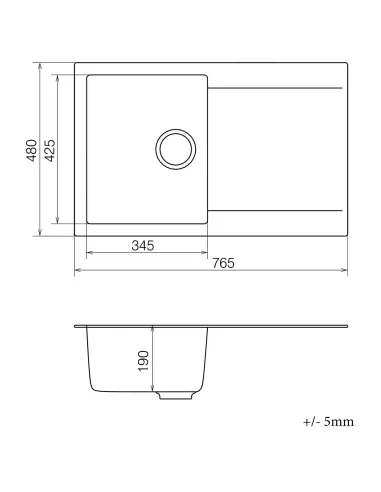 Мойка для кухни из гранита Vankor Orman OMP 02.78 White stone, 765х480х190 мм - 5