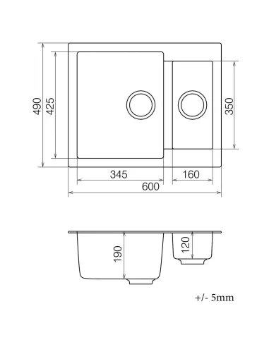 Мойка для кухни из гранита Vankor Orman OMP 03.61 White stone, 600х490х190 мм - 5