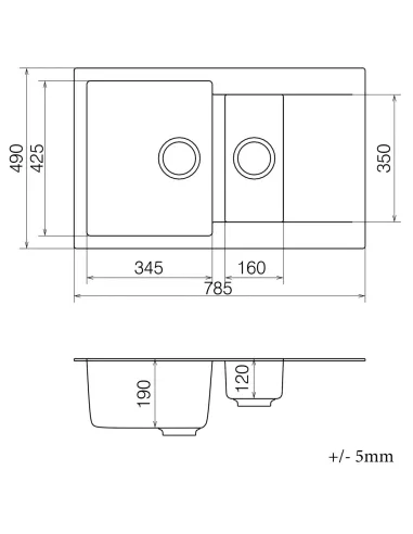 Мийка для кухні з граніту Vankor Orman OMP 04.80 Safari, 490х785х190 мм - 5