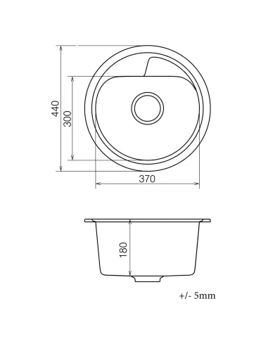 Мойка для кухни из гранита Vankor Polo PMR 01.44 Gray, 440х440х180 мм - 5