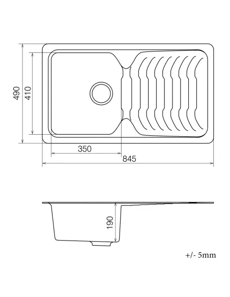 Мойка для кухни из гранита Vankor Sigma SMP 02.85 Terra, 490х845х190 мм - 5