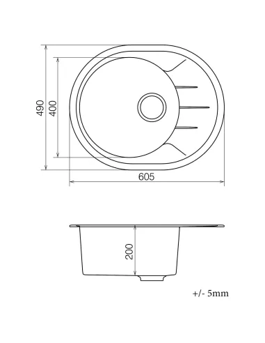 Мойка для кухни из гранита Vankor Sity SMO 02.61 Terra, 605х490х200 мм - 5
