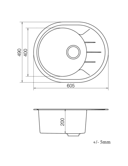 Мойка для кухни из гранита Vankor Sity SMO 02.61 Terra, 605х490х200 мм - 5