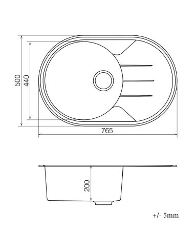 Мийка для кухні з граніту Vankor Sity SMO 02.78 Chocolate, 765х500х200 мм - 5