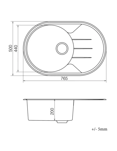Мойка для кухни из гранита Vankor Sity SMO 02.78 White stone, 765х500х200 мм - 5