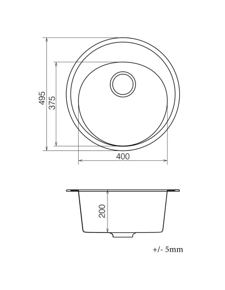 Мийка для кухні з граніту Vankor Sity SMR 01.50 Terra, 495х495х200 мм - 5
