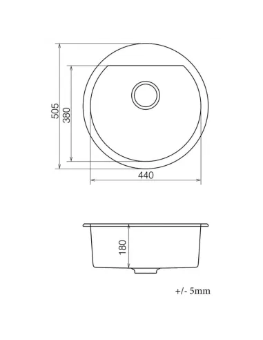 Мойка для кухни из гранита Vankor Tera TMR 01.50 Safari, 505х505х180 мм - 5