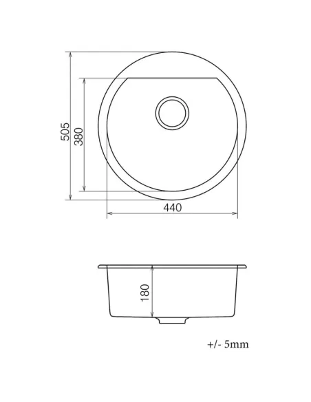 Мийка для кухні з граніту Vankor Tera TMR 01.50 White stone, 505х505х180 мм - 5