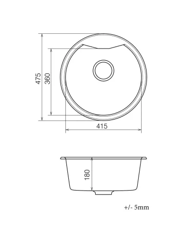 Мийка для кухні з граніту Vankor Vena VMR 01.48 Gray, 475х475х180 мм - 5