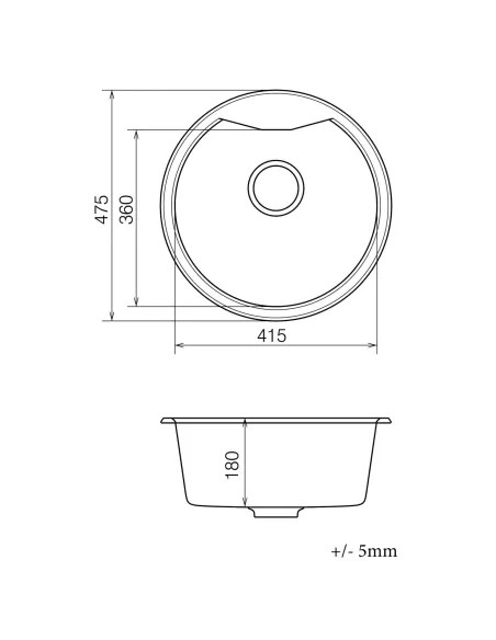 Мийка для кухні з граніту Vankor Vena VMR 01.48 Gray, 475х475х180 мм - 5