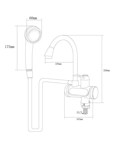 Смеситель для ванны с термостатом Aquatica JZ-6C141W, 3 кВт - 3