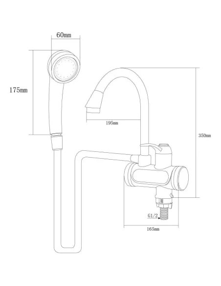 Смеситель для ванны с термостатом Aquatica JZ-6C141W, 3 кВт - 3