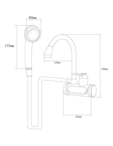 Смеситель для ванны с термостатом Aquatica JZ-7C141W, 3 кВт - 3