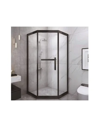 Душевая кабина без поддона Asignatura Tinto 100х100 раздвижная, пятиугольная, профиль черный - 8